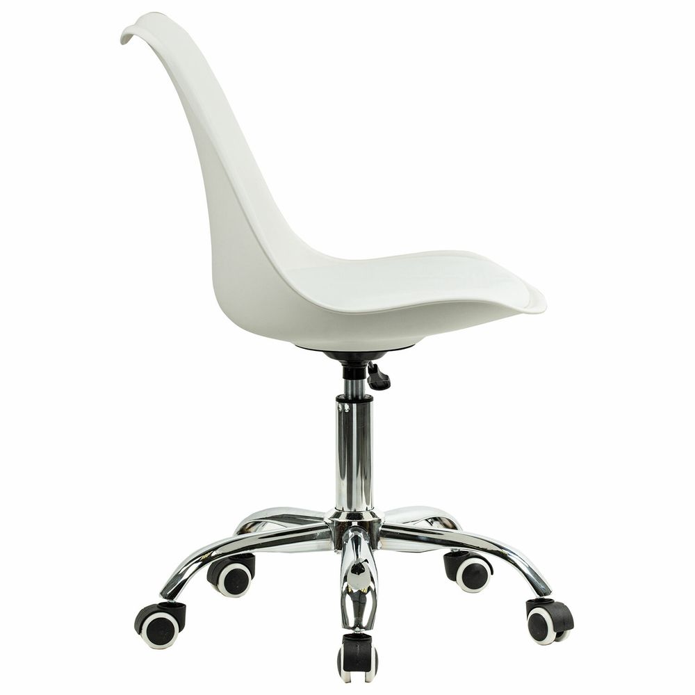 Кресло стул BRABIX "Eames MG-310 CH", хром, пластик белый, экокожа белая