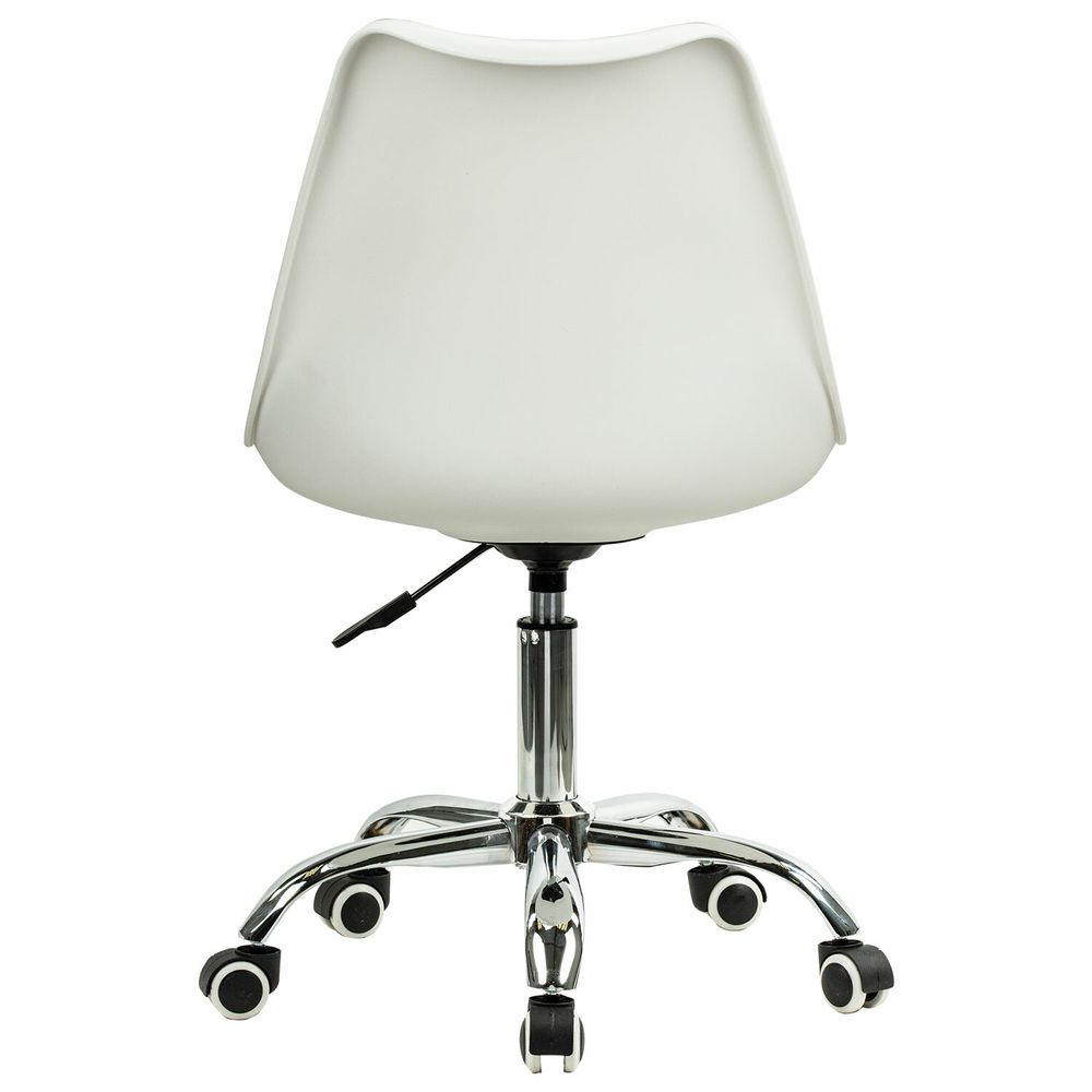 Кресло стул BRABIX "Eames MG-310 CH", хром, пластик белый, экокожа белая