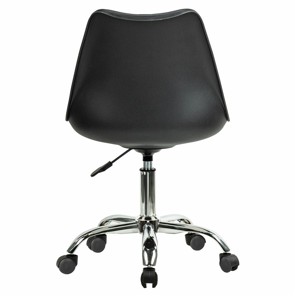 Кресло стул BRABIX "Eames MG-310 CH", хром, пластик черный, экокожа черная