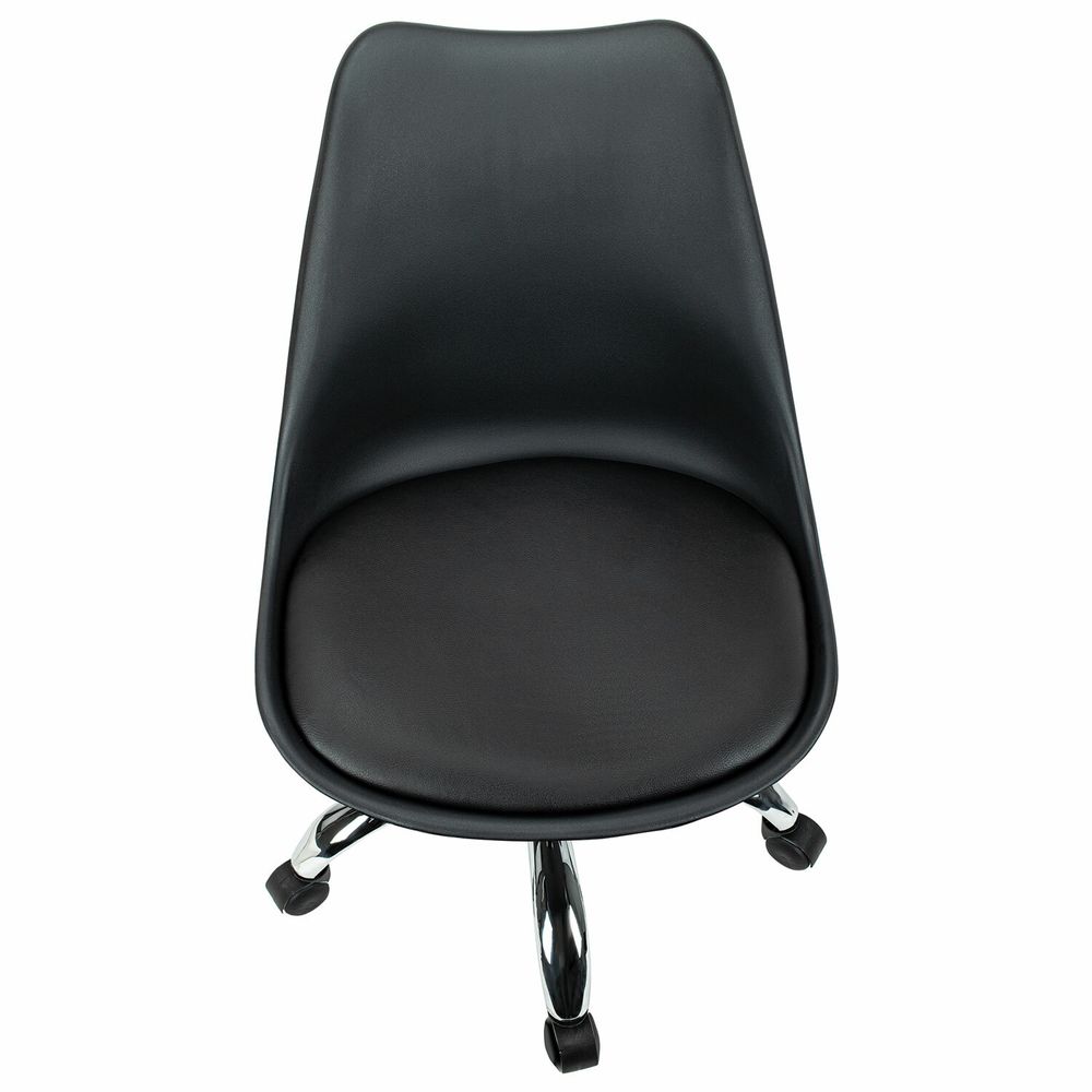 Кресло стул BRABIX "Eames MG-310 CH", хром, пластик черный, экокожа черная