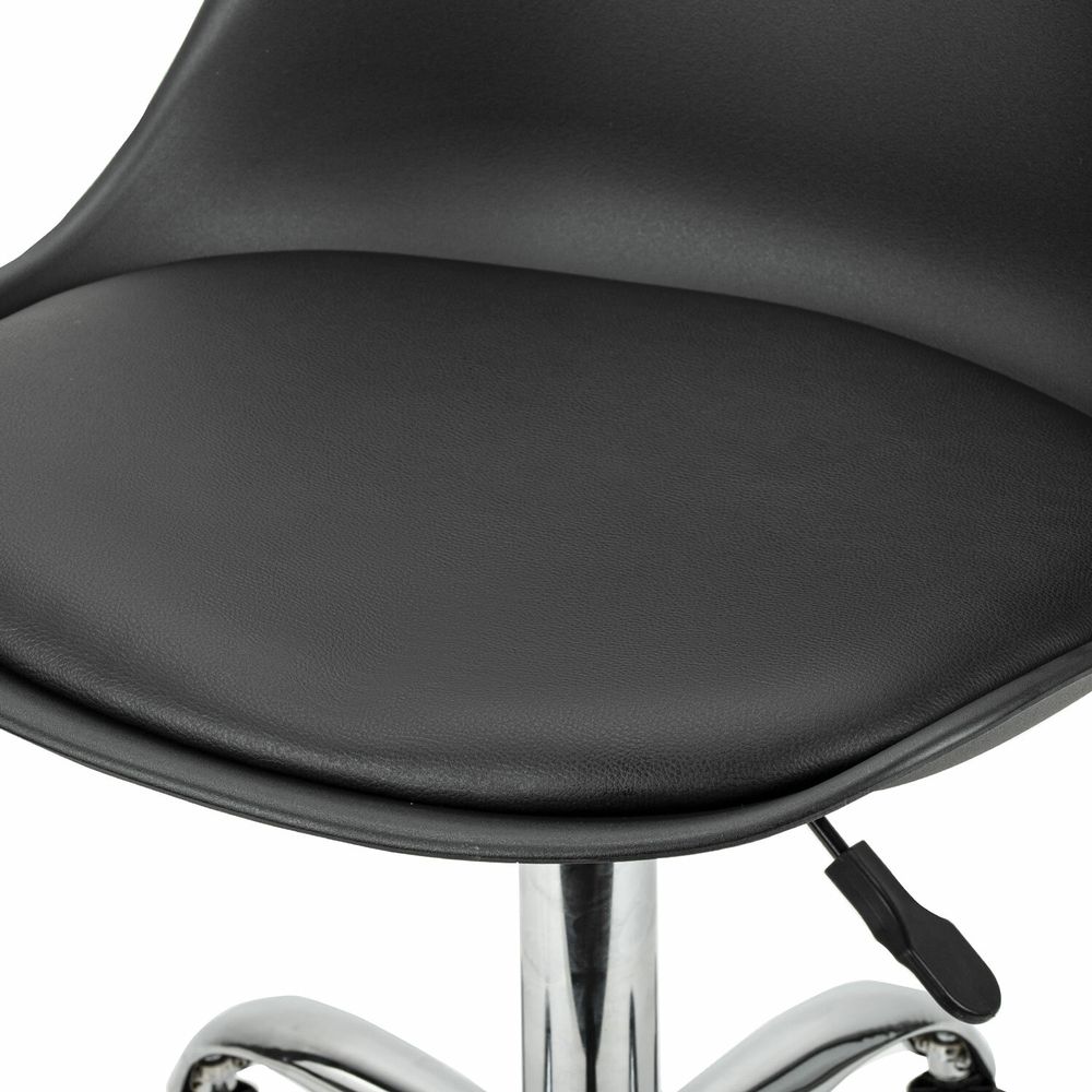 Кресло стул BRABIX "Eames MG-310 CH", хром, пластик черный, экокожа черная