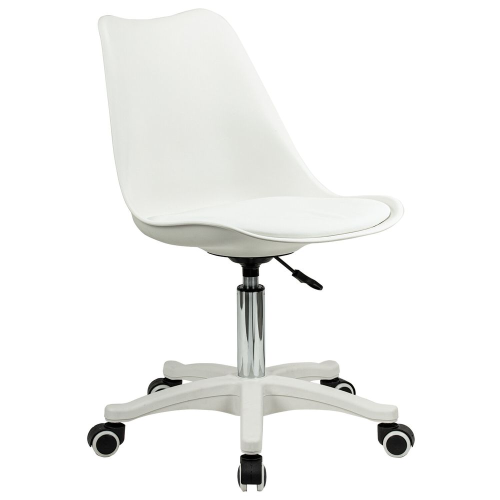 Кресло стул BRABIX "Eames MG-310 PL", пластик белый, экокожа белая