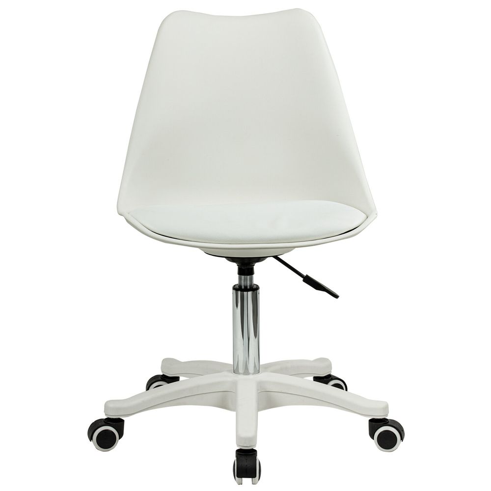 Кресло стул BRABIX "Eames MG-310 PL", пластик белый, экокожа белая
