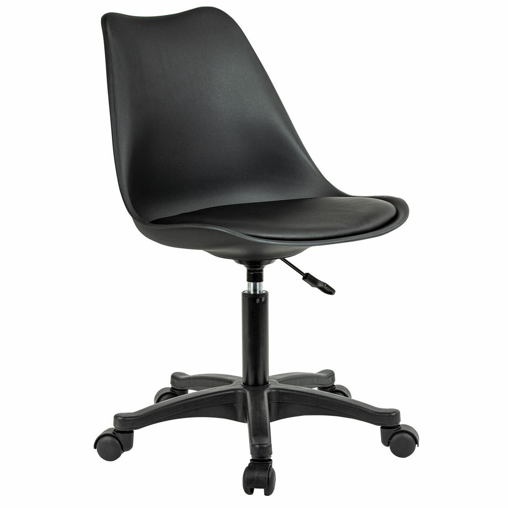 Кресло стул BRABIX "Eames MG-310 PL", пластик черный, экокожа черная