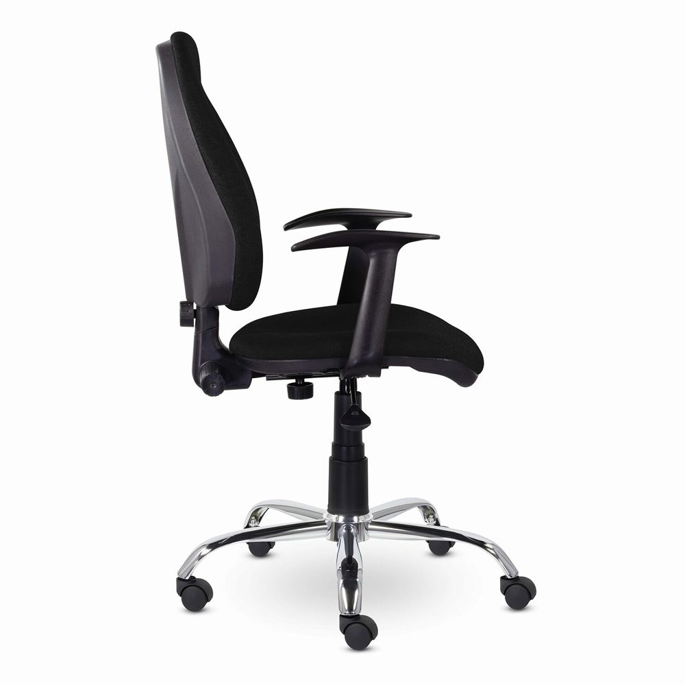 Кресло BRABIX "Comfort MG-322", хром, регулируемая эргономичная спинка, ткань, черное