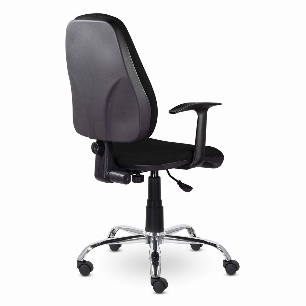 Кресло BRABIX "Comfort MG-322", хром, регулируемая эргономичная спинка, ткань, черное