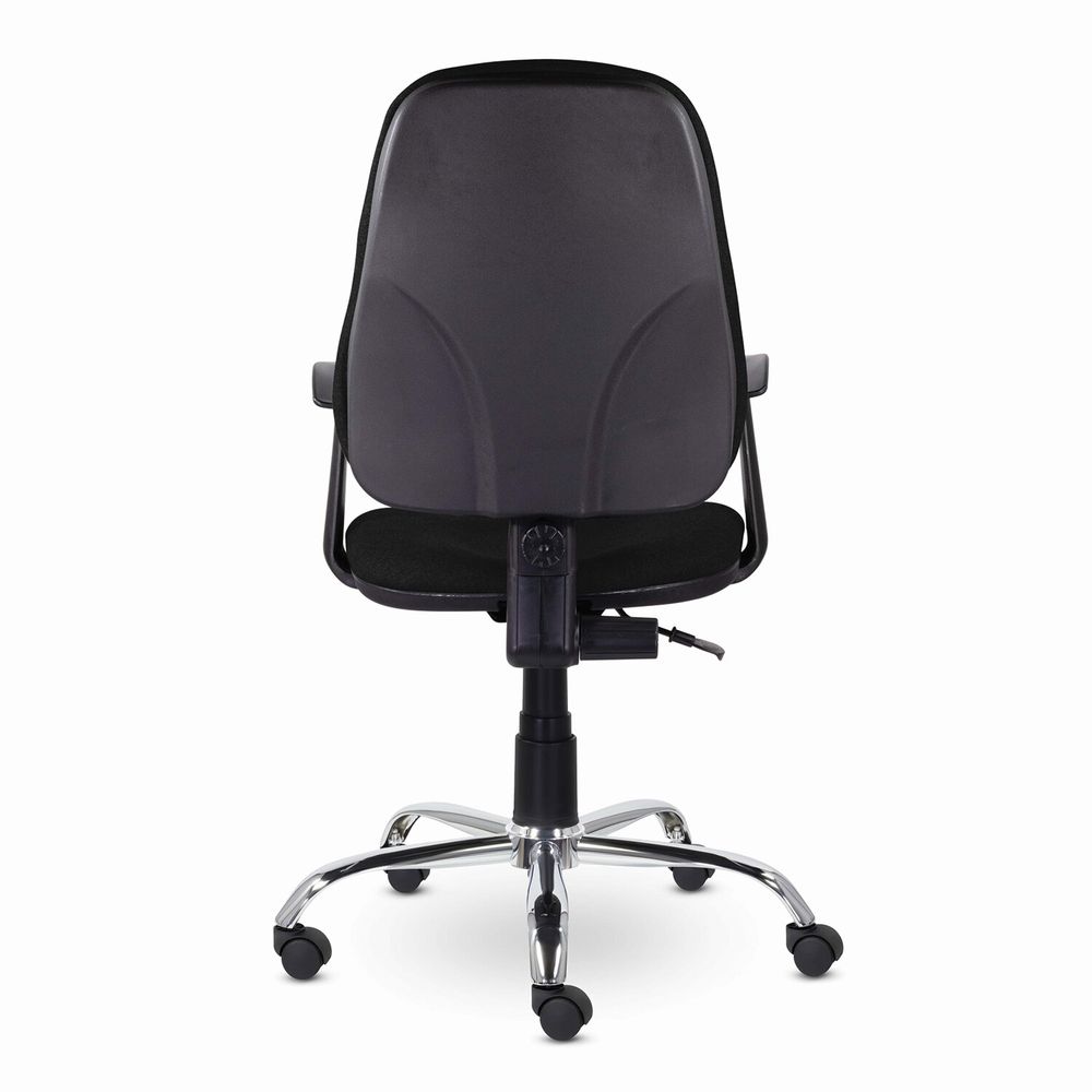 Кресло BRABIX "Comfort MG-322", хром, регулируемая эргономичная спинка, ткань, черное