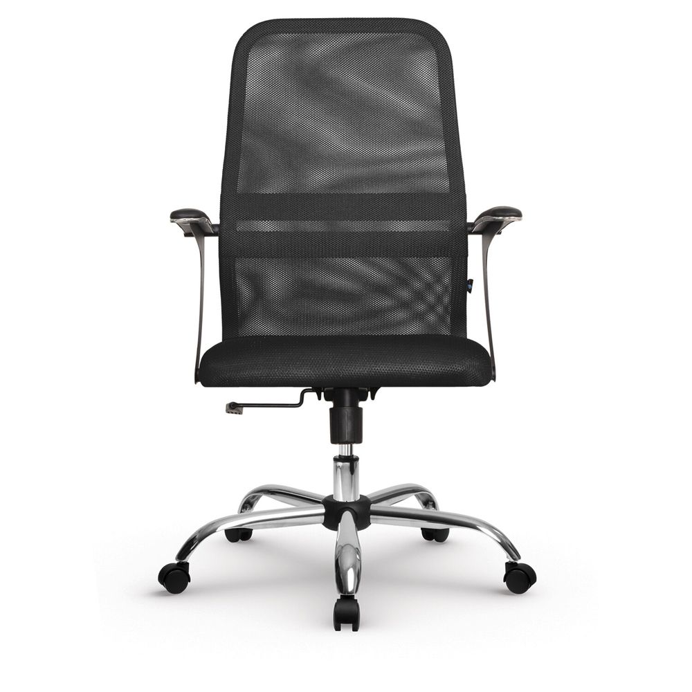 Кресло МЕТТА "SU-C-8-Т" хром, с подлокотниками, ткань-сетка, сиденье мягкое