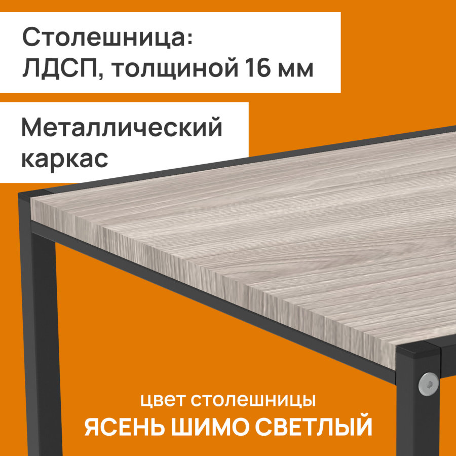 Стол журнальный "Терса", 490х490х560/390х390х460 мм, комплект 2 шт., металл/ЛДСП ясень шимо светлый