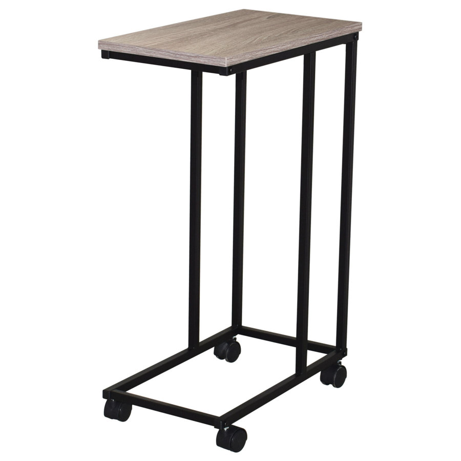 Стол журнальный BRABIX "LOFT CT-001", 450х250х680 мм, на колёсах, металлический каркас, цвет дуб антик