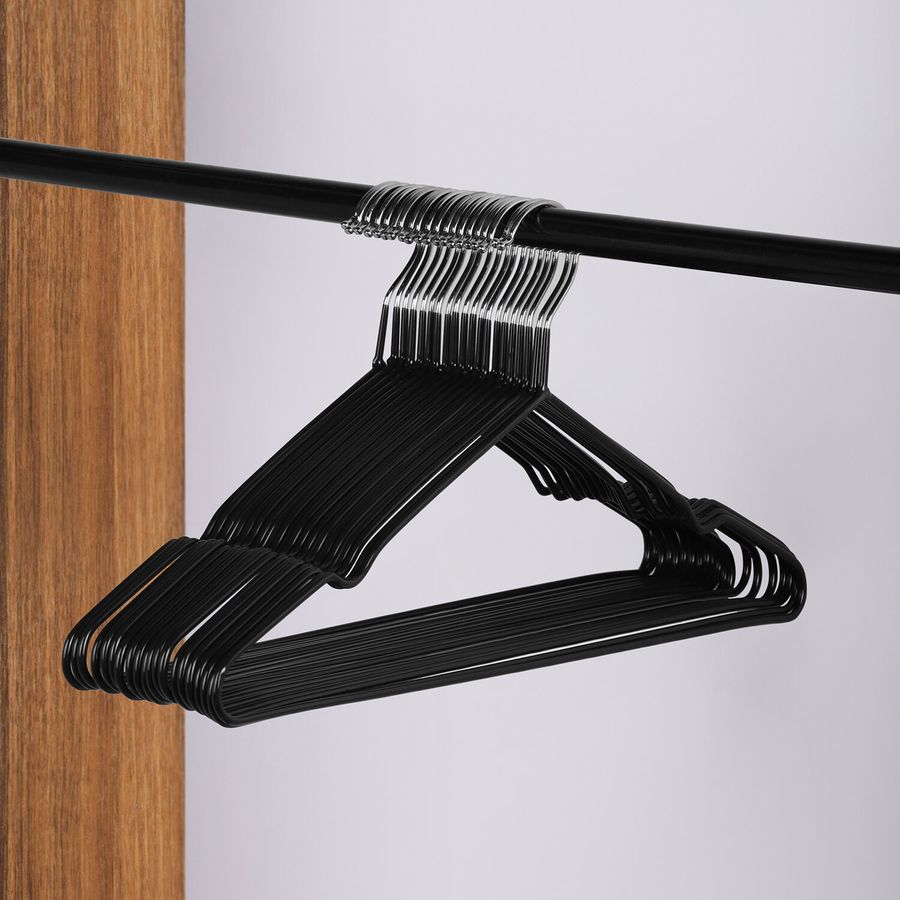 Вешалки-плечики для одежды, размер 48-50, металл, антискользящие, КОМПЛЕКТ 20 шт., черные, BRABIX PREMIUM