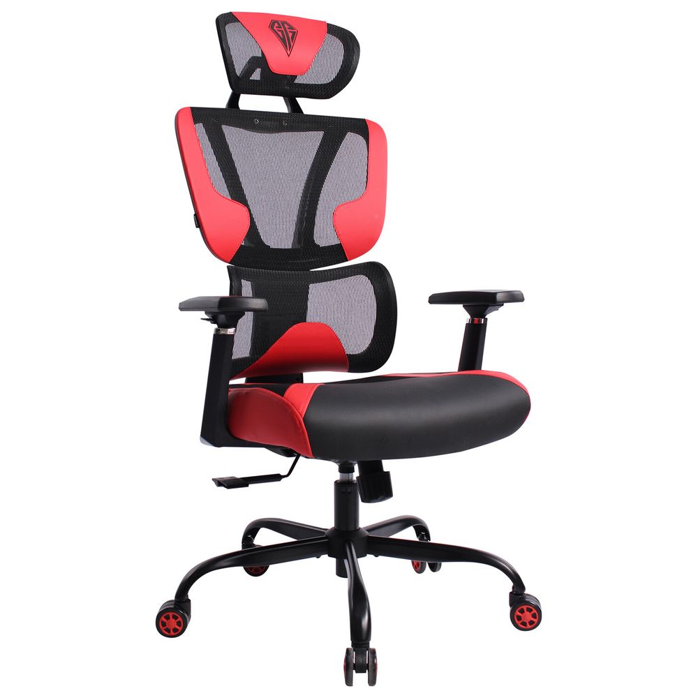 Кресло BRABIX PREMIUM "Toxin GM-520", синхромеханизм, экокожа/сетка/ткань, черное/красное