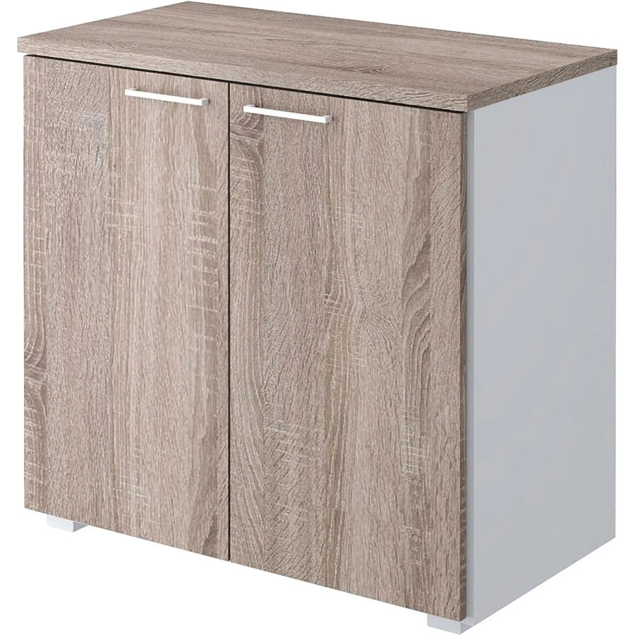 Двери Комус Мебель К-Loft (2шт.) 764х16х680 дуб сонома темный с белой ручкой