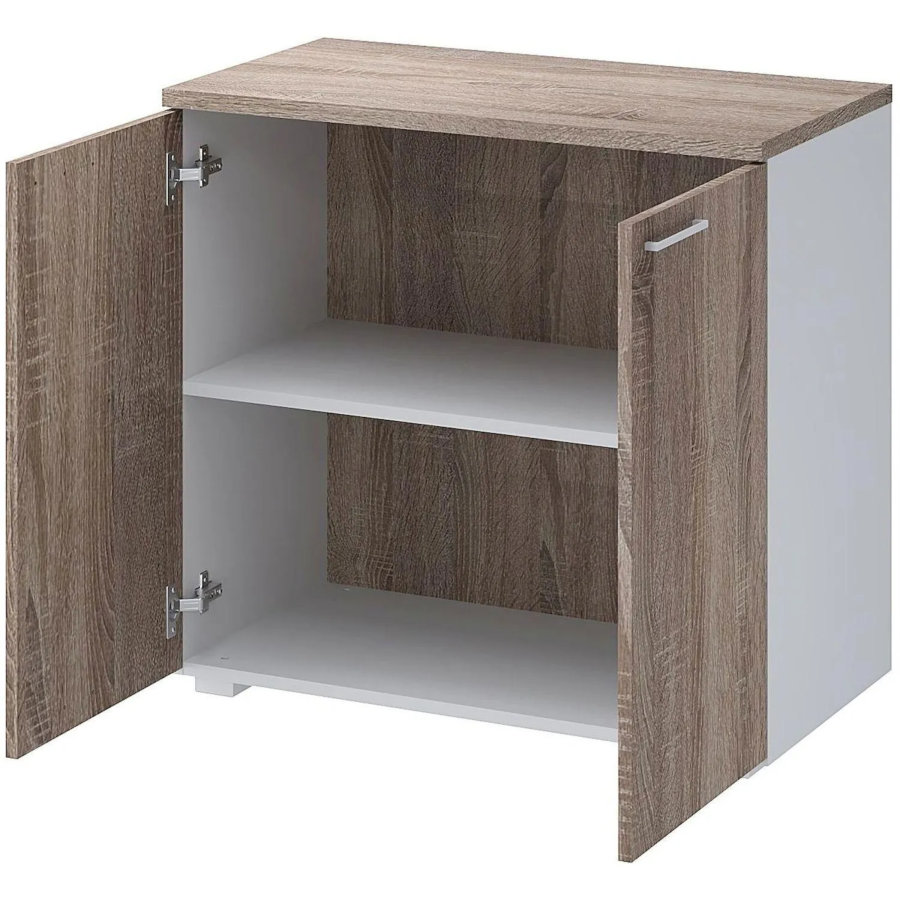 Двери Комус Мебель К-Loft (2шт.) 764х16х680 дуб сонома темный с белой ручкой