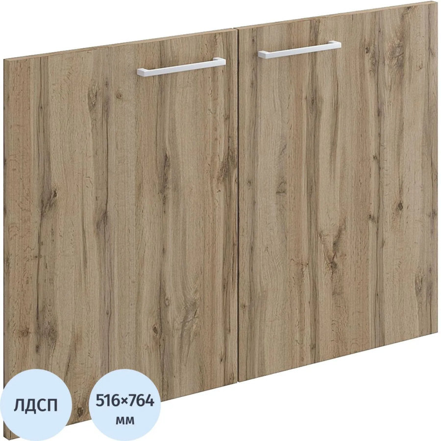 Двери для тумбы для оргтехники Комус Мебель К-Loft (2шт.) 764х516 дуб натуральный