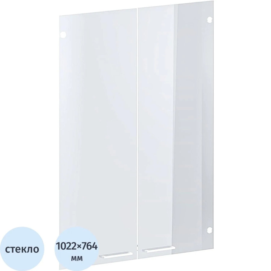 Двери стеклянные Комус Мебель К-Loft (2шт.) 764х4х1022 с белой ручкой