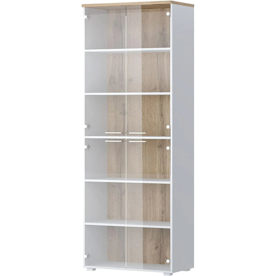 Двери стеклянные Комус Мебель К-Loft (2шт.) 764х4х1022 с белой ручкой