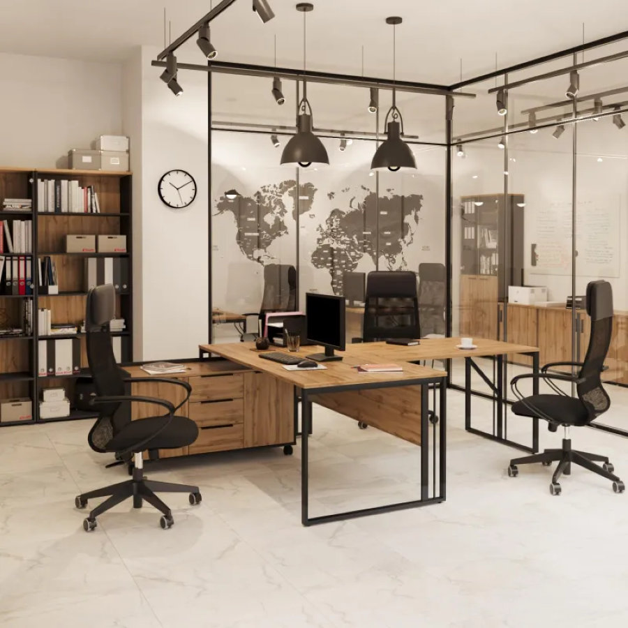 Рабочая станция К-Loft 1580х1370х752 дуб натуральный/графит