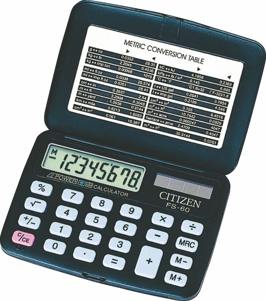 Калькулятор карманный Citizen FS-60BKII, 8-разрядный, черный