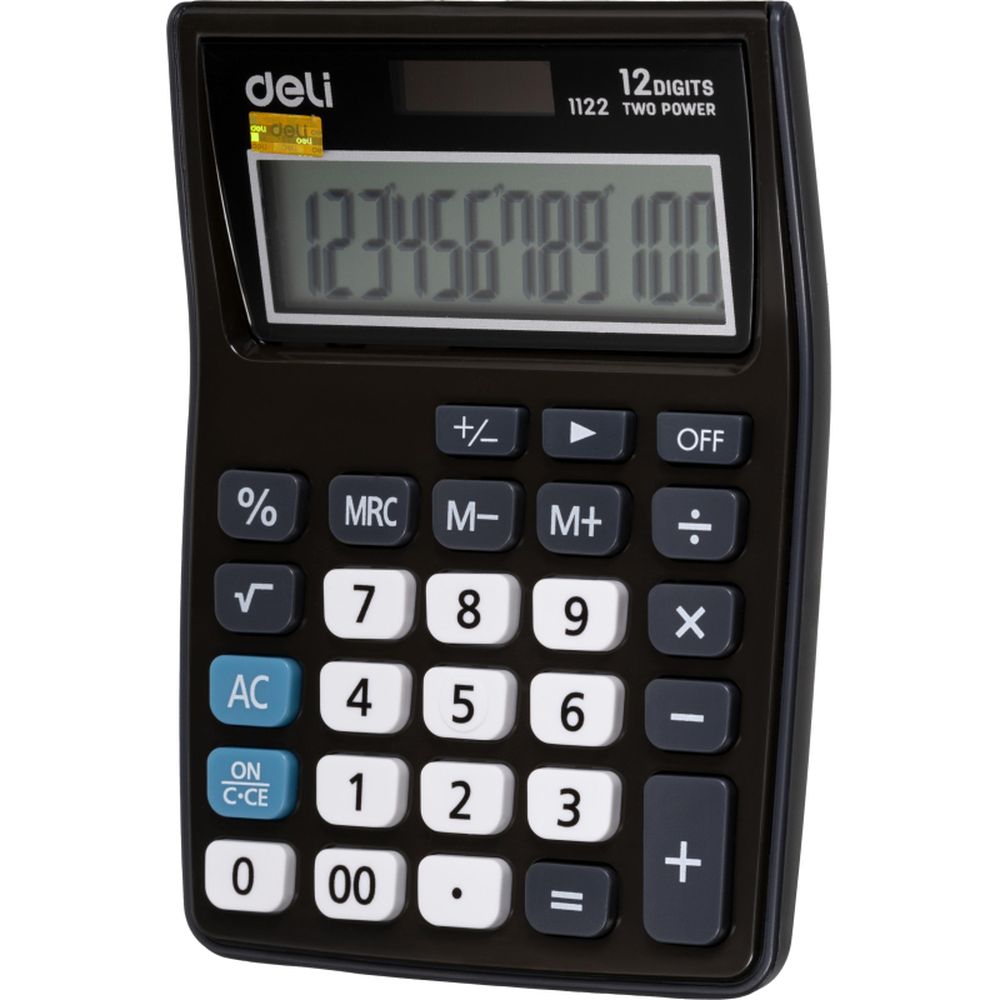 Калькулятор карманный Deli E1122, 12-р, дв.пит., 120х86мм, серый