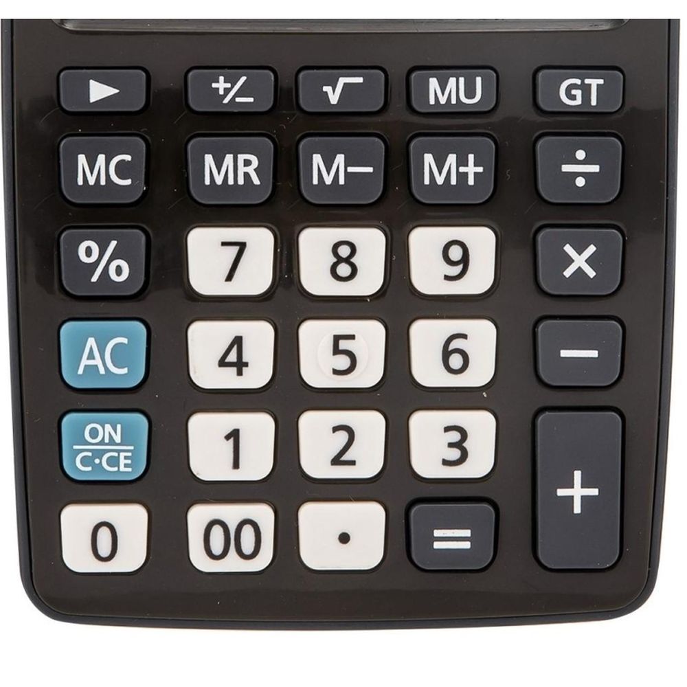 Калькулятор настольный компактный Deli E1238, 12-р, дв.пит., 145х105мм, серый