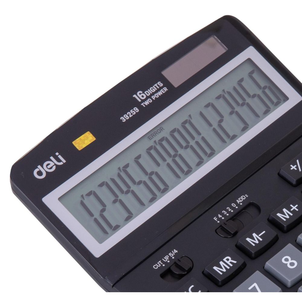 Калькулятор настольный полноразмерный Deli E39259,16-р, дв.пит,193x149мм,черн