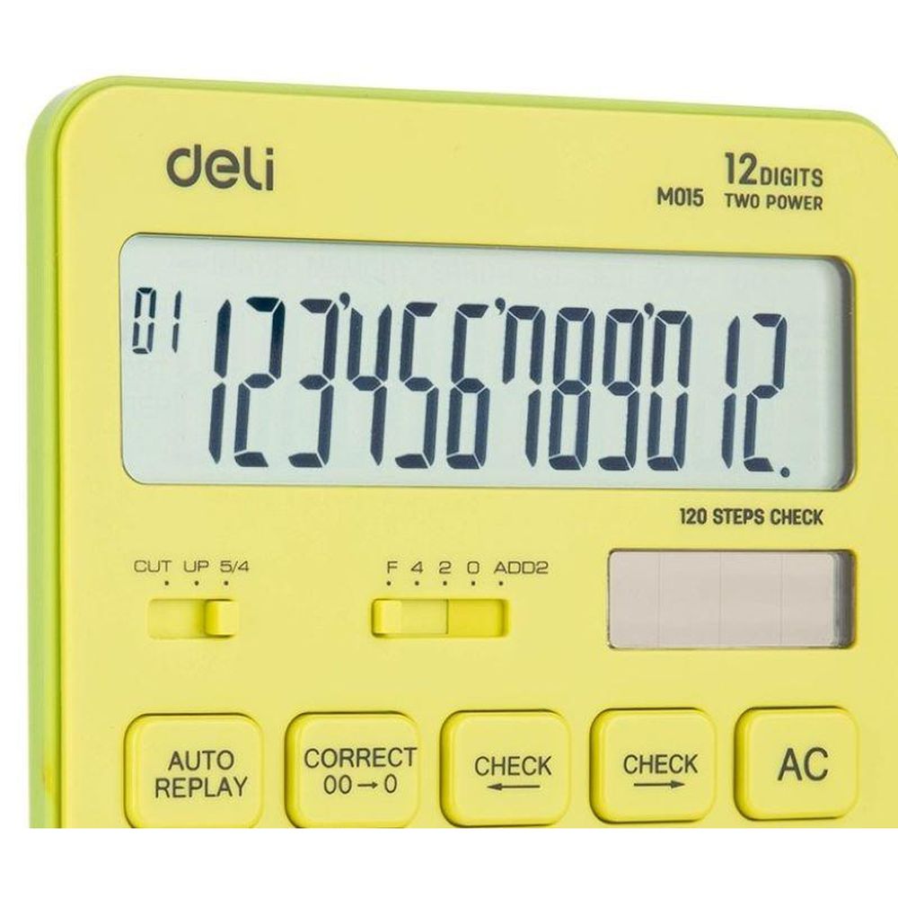 Калькулятор настольный полноразмерный Deli EM01551, 12-р,дв.пит,175х108мм, желт