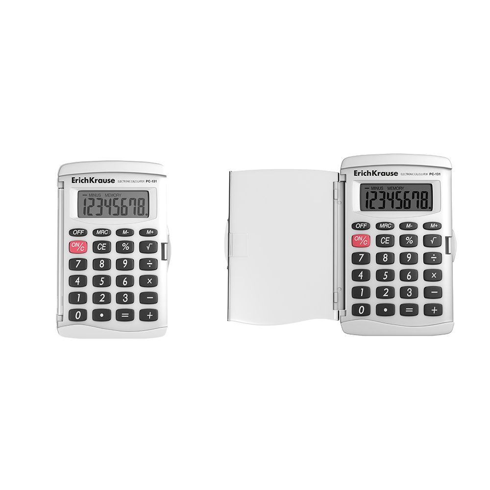 Калькулятор карманный 8-разрядов ErichKrause PC-131 Classic, белый 