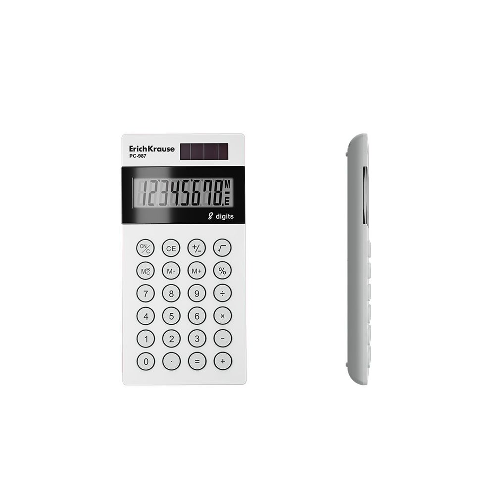 Калькулятор карманный 8-разрядов ErichKrause PC-987 Classic, белый 