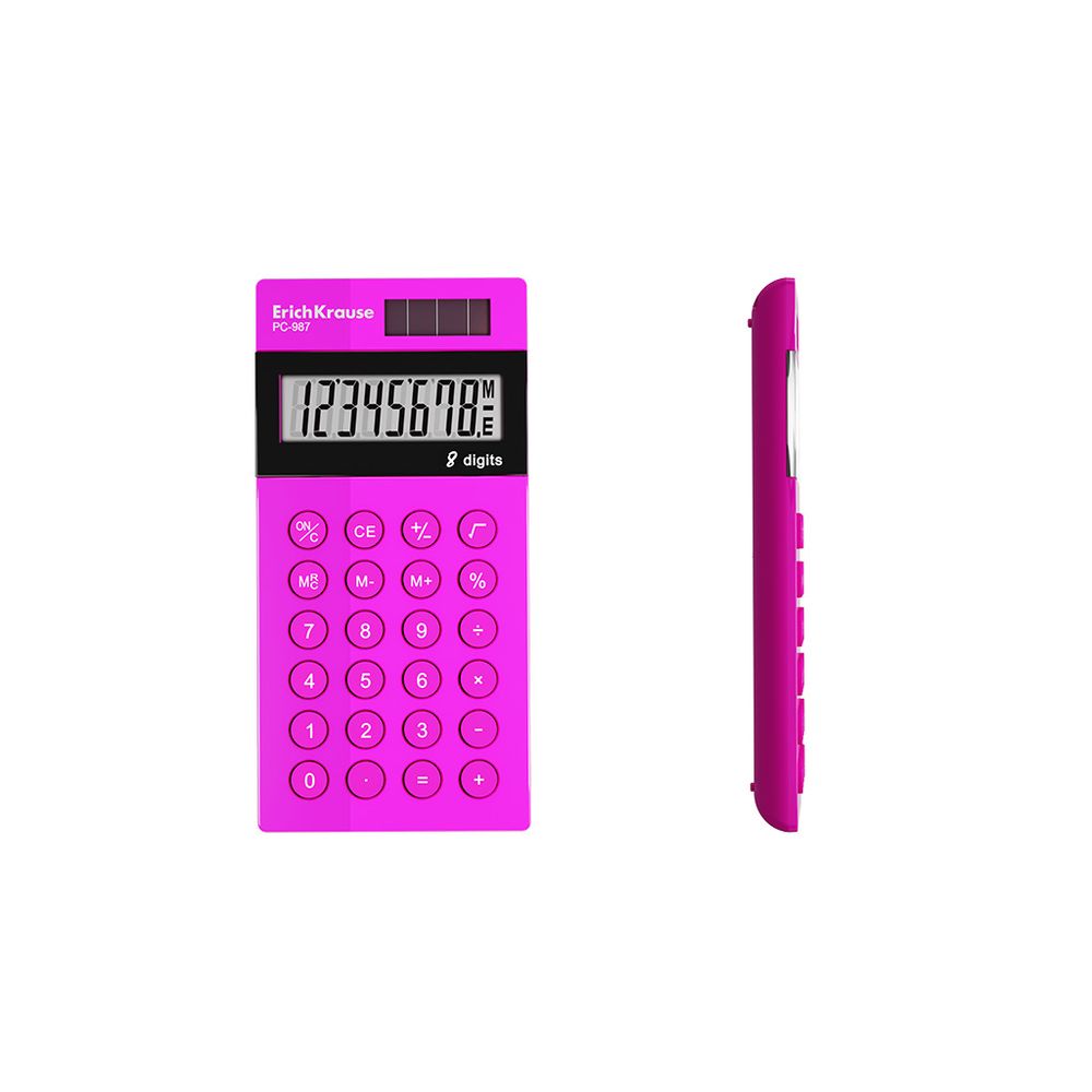 Калькулятор карманный 8-разрядов ErichKrause PC-987 Neon, розовый 