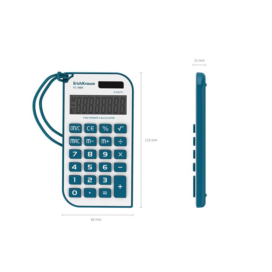 Калькулятор карманный 8-разрядов ErichKrause PC-989 Reef, ассорти 