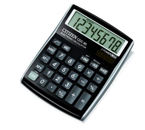 Калькулятор настольный 8 разрядный черный CITIZEN CDC 80BK WB