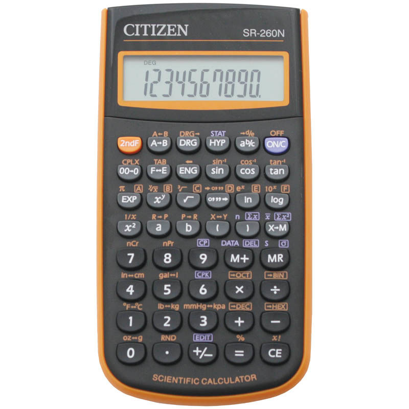 Калькулятор научный, оранжевый CITIZEN SR 260NOR