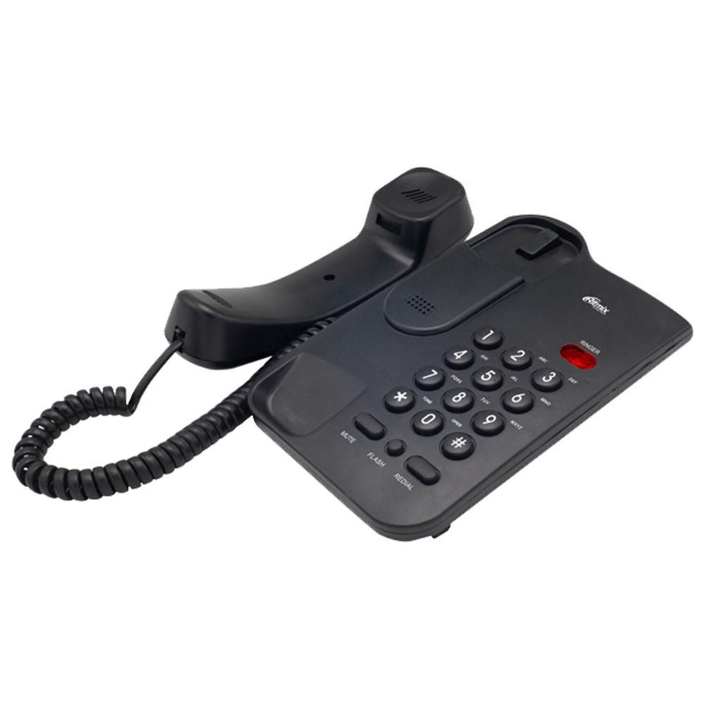 Телефон RITMIX RT-311 black, световая индикация звонка, тональный/импульсный режим, повтор, черный