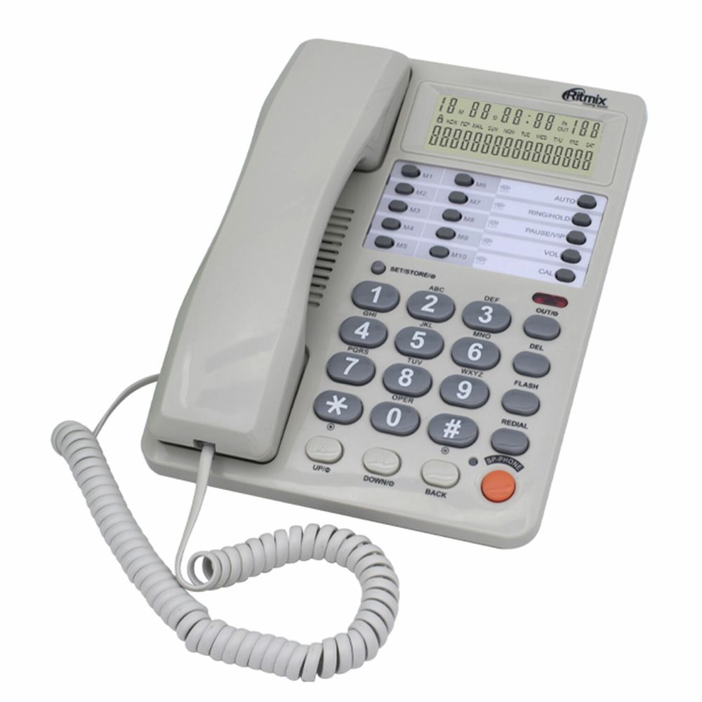 Телефон RITMIX RT-495 white, АОН, спикерфон, память 60 номеров, тональный/импульсный режим, белый