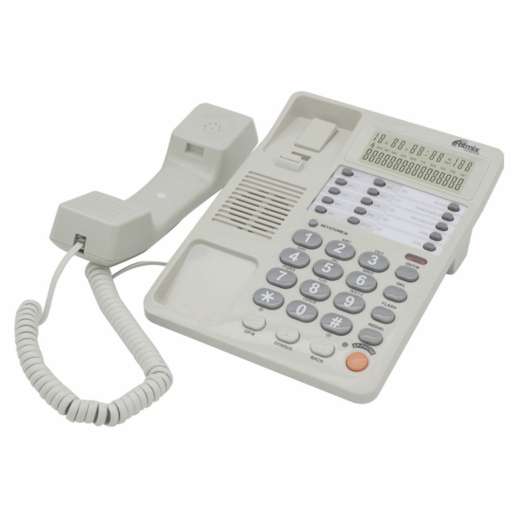 Телефон RITMIX RT-495 white, АОН, спикерфон, память 60 номеров, тональный/импульсный режим, белый