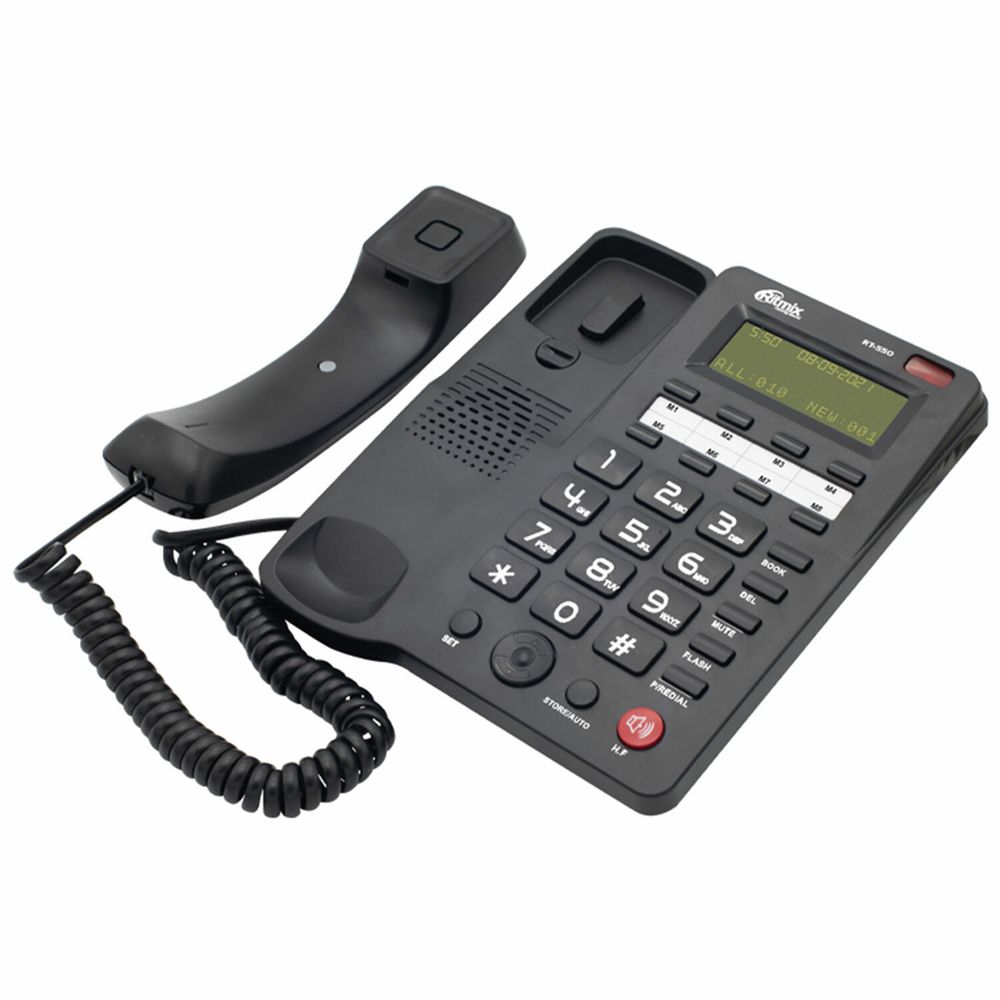 Телефон RITMIX RT-550 black, АОН, спикерфон, память 100 номеров, тональный/импульсный режим