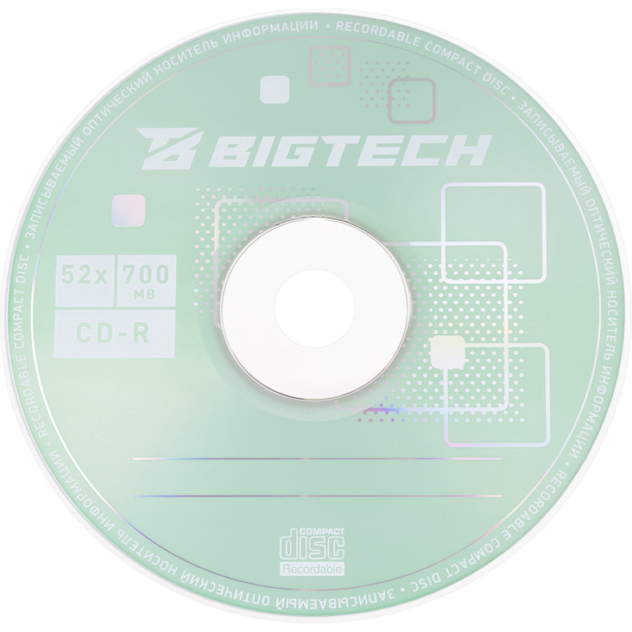 Диск CD-R BigTech 700 МБ 52x cake box YCDRB002 (50 шт/уп) 