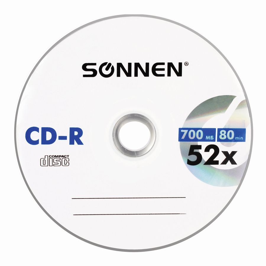 Диски CD-R SONNEN 700 Mb 52x Bulk (термоусадка без шпиля), КОМПЛЕКТ 50 шт.