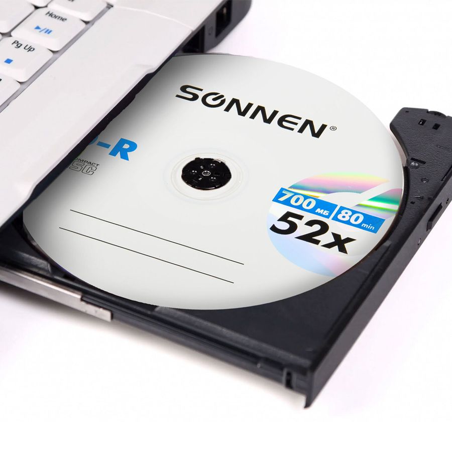 Диски CD-R SONNEN 700 Mb 52x Cake Box (упаковка на шпиле), КОМПЛЕКТ 50 шт.