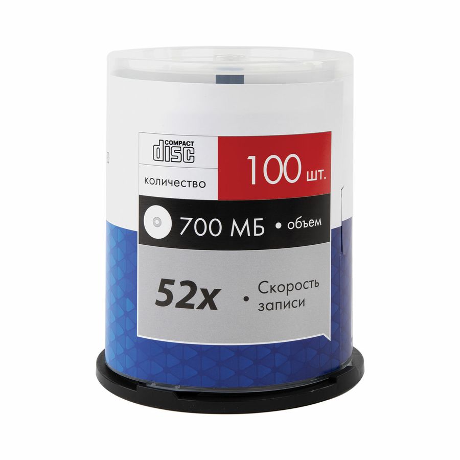 Диски CD-R SONNEN, 700 Mb, 52x, Cake Box (упаковка на шпиле) КОМПЛЕКТ 100 шт.