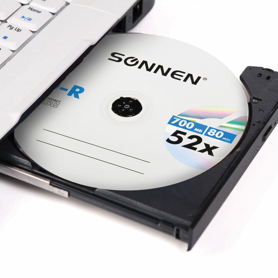Диски CD-R SONNEN, 700 Mb, 52x, Cake Box (упаковка на шпиле) КОМПЛЕКТ 100 шт.