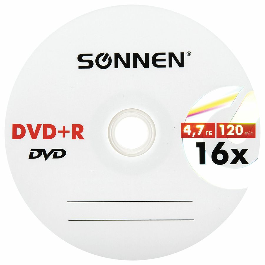 Диски DVD+R SONNEN, 4,7 Gb, 16x, Cake Box (упаковка на шпиле), КОМПЛЕКТ 25 шт.