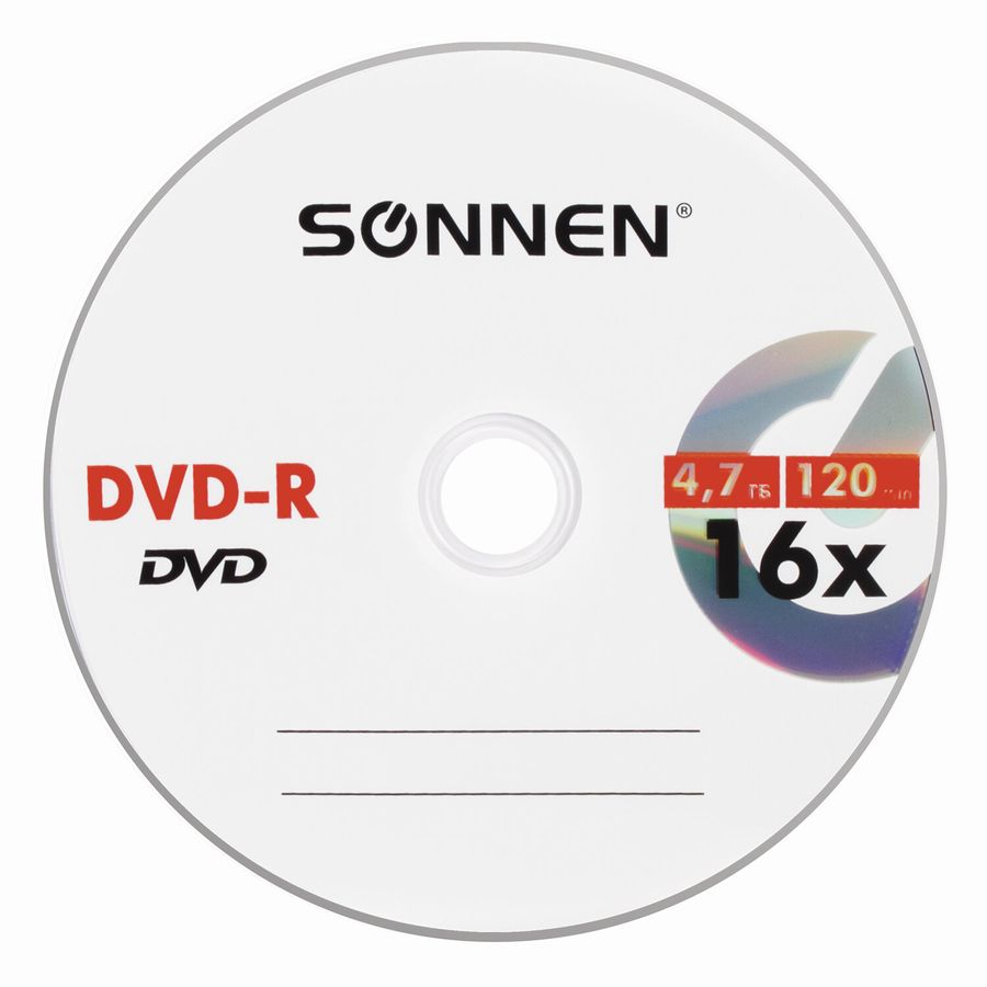 Диски DVD-R SONNEN 4,7 Gb 16x Bulk (термоусадка без шпиля), КОМПЛЕКТ 50 шт.