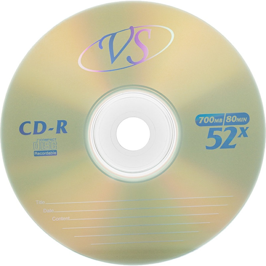 Диск CD-R VS 700Mb, 52x, slim/5шт, записываемый