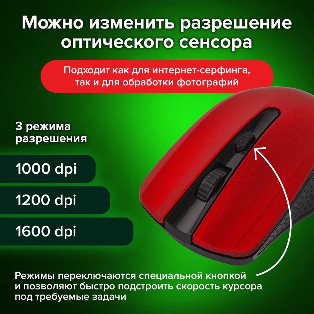 Мышь беспроводная SONNEN V99, USB, 1000/1200/1600 dpi, 4 кнопки, оптическая, красная