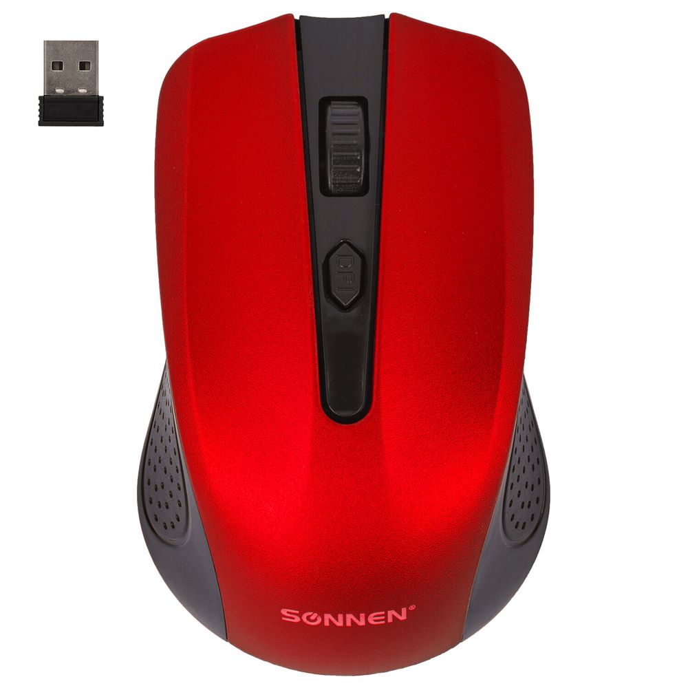 Мышь беспроводная SONNEN V99, USB, 1000/1200/1600 dpi, 4 кнопки, оптическая, красная