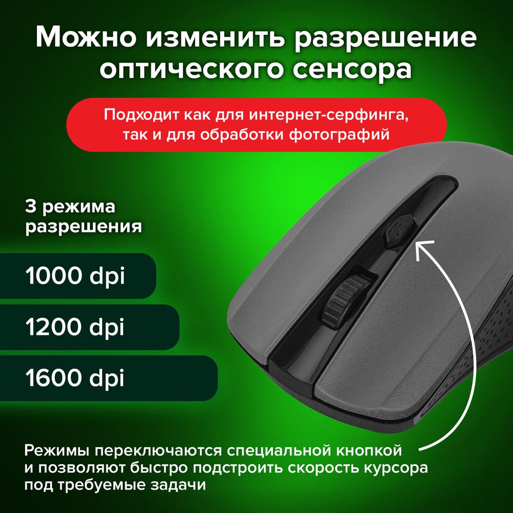 Мышь беспроводная SONNEN V99, USB, 1000/1200/1600 dpi, 4 кнопки, оптическая, серая