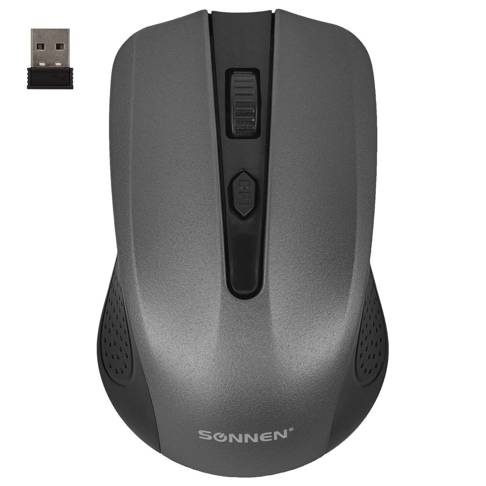 Мышь беспроводная SONNEN V99, USB, 1000/1200/1600 dpi, 4 кнопки, оптическая, серая