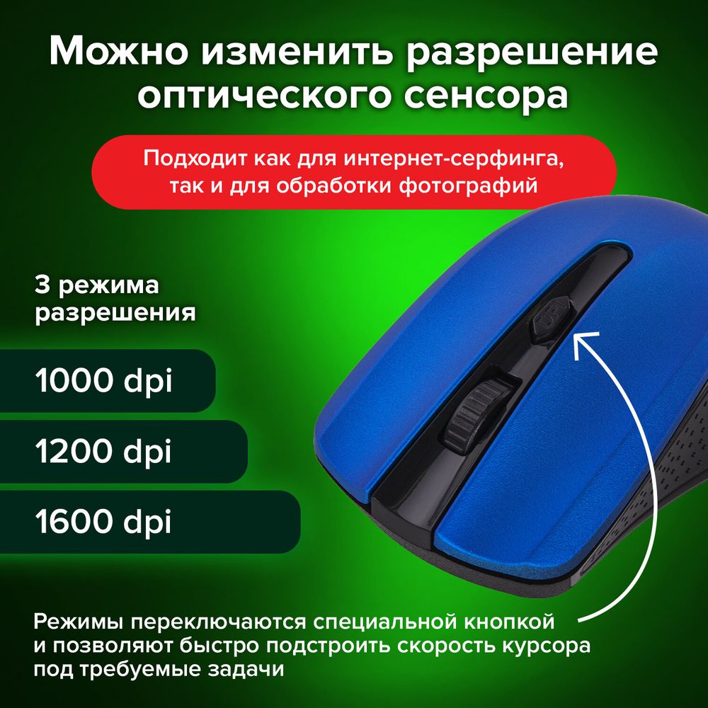 Мышь беспроводная SONNEN V99, USB, 1000/1200/1600 dpi, 4 кнопки, оптическая, синяя